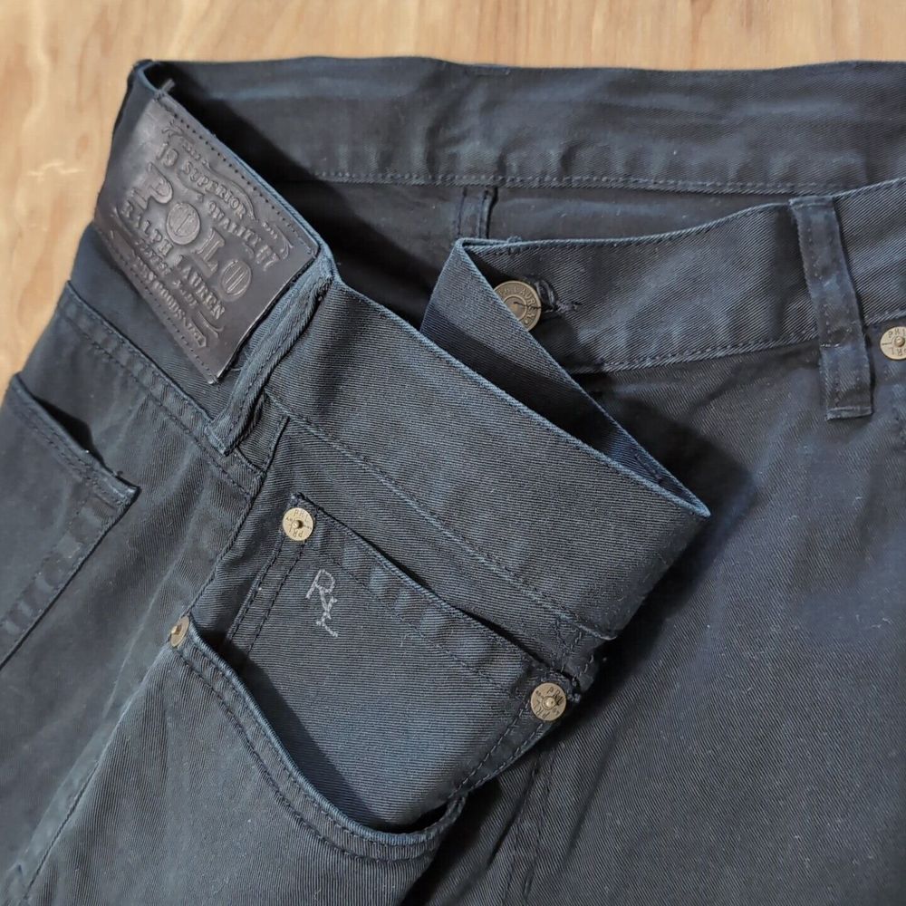NEW Polo Ralph Lauren 5‎ Pocket Black Logo Pants Thin Jeans Chinos Straight 650